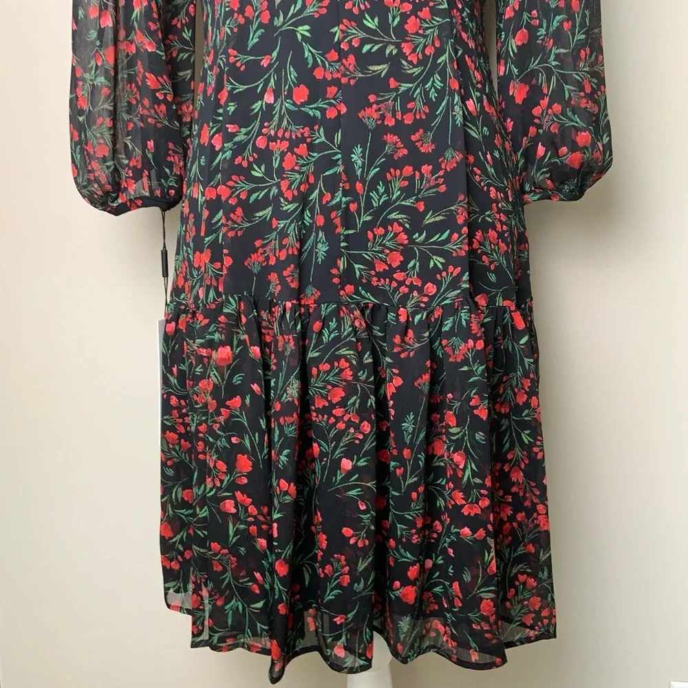 Calvin Klein Women's Sheath 3/4 Sleeve Floral Pleated Dress Size: 8 - Picture 5 of 15